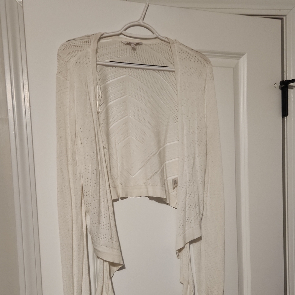Candies Elegant Ivory Women's Tie Up Half Sweater